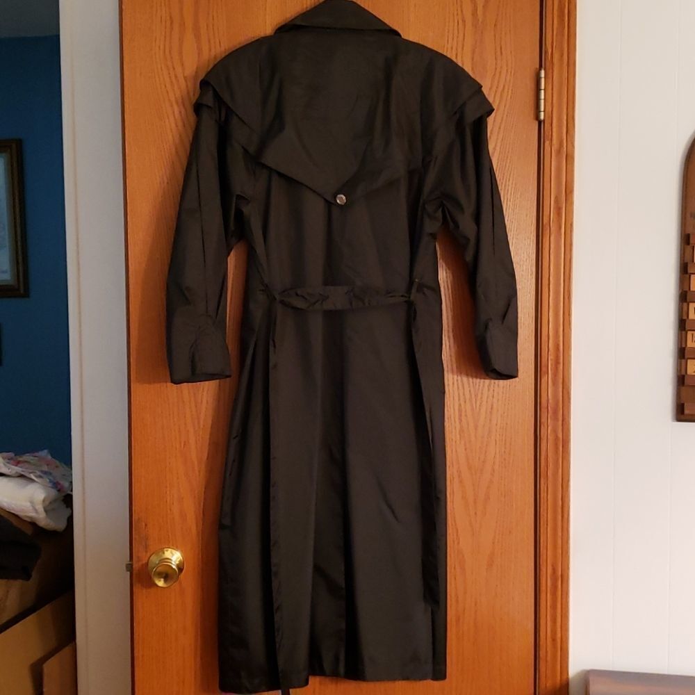 EUC J Gallery Black Raincoat Trench Coat Sz 7/8P - Picture 2 of 9
